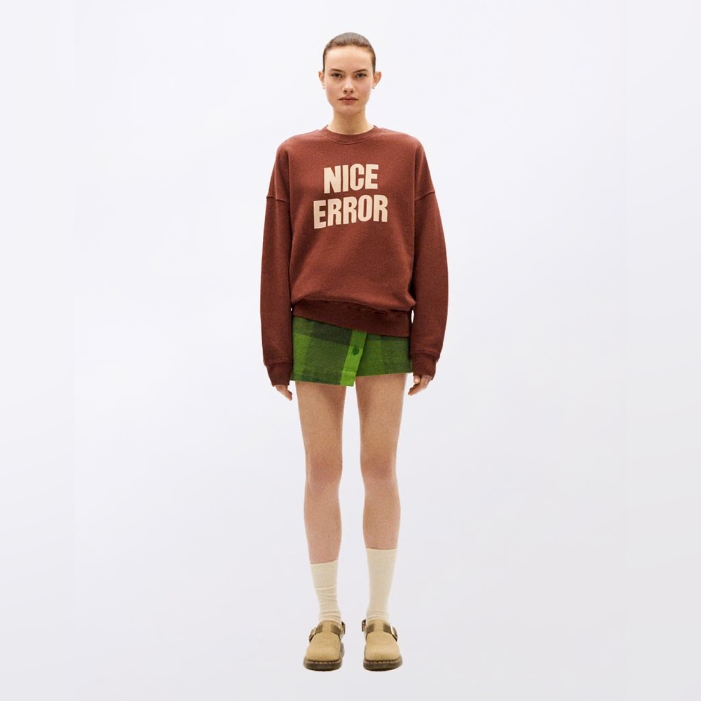 NWT Thinking MU Nice Error Sweatshirt | color: coffee | Size XS